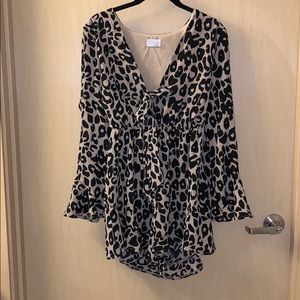 LF Cheetah Print Tie Up Romper